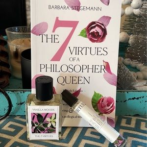 The 7 virtues vanilla woods 1.7, roller ball and book UNUSED! NO BOX